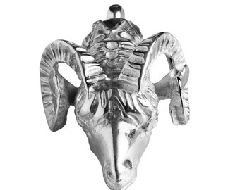 Ram's Head ~ Sterling Silver Large Pendant