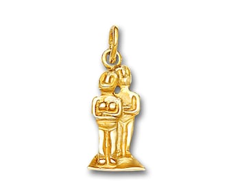 Cycladic Couple - Male & Female Idol Figurines ~14K Solid Gold Charm Pendant - M