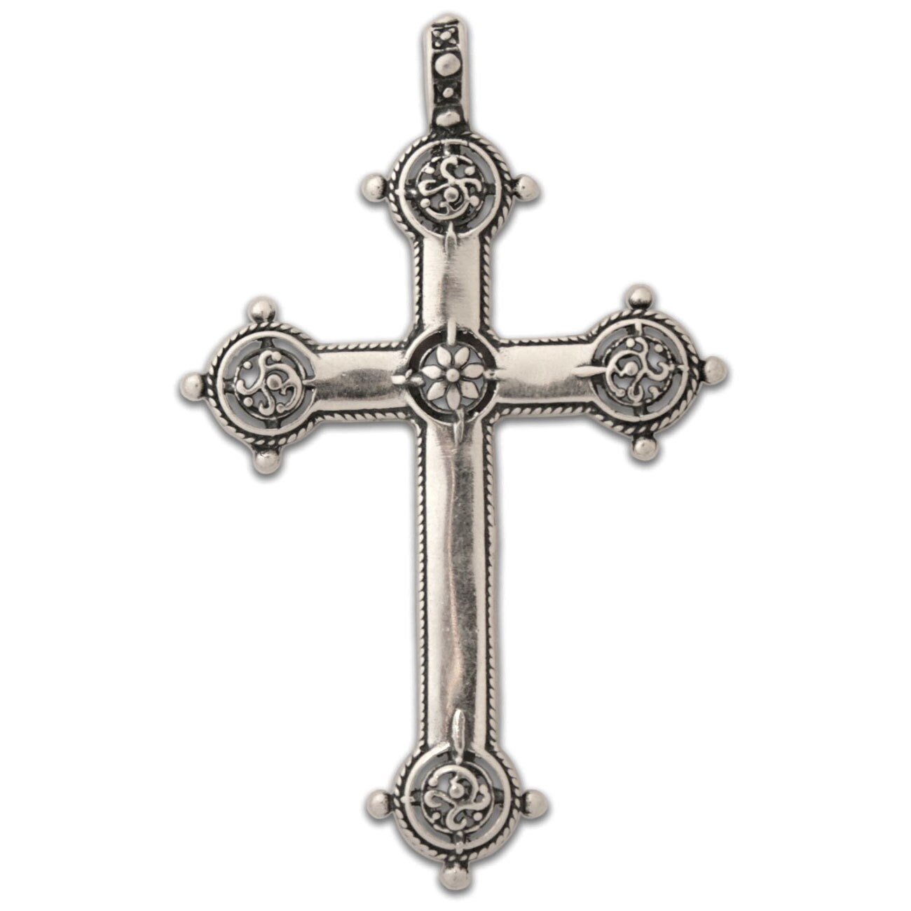 Floral Baroque Sterling Silver Cross Pendant Large Size - Etsy