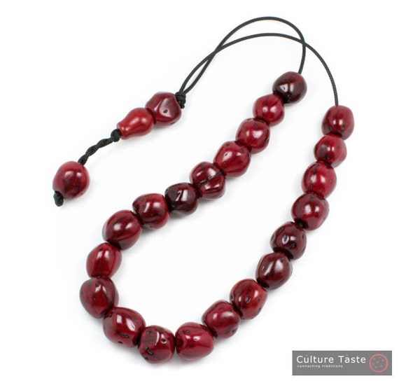 Worry Beads Greek Komboloi Scented Nutmeg Seeds Dark Red