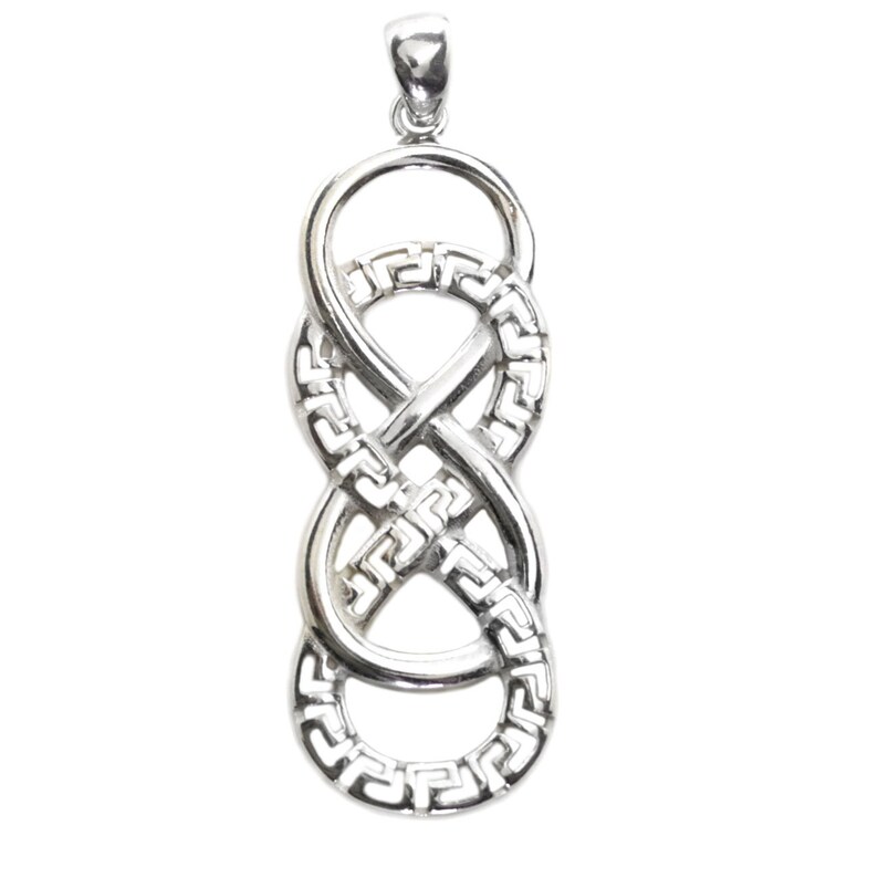 Double Infinity Symbol with Meander Sterling Silver