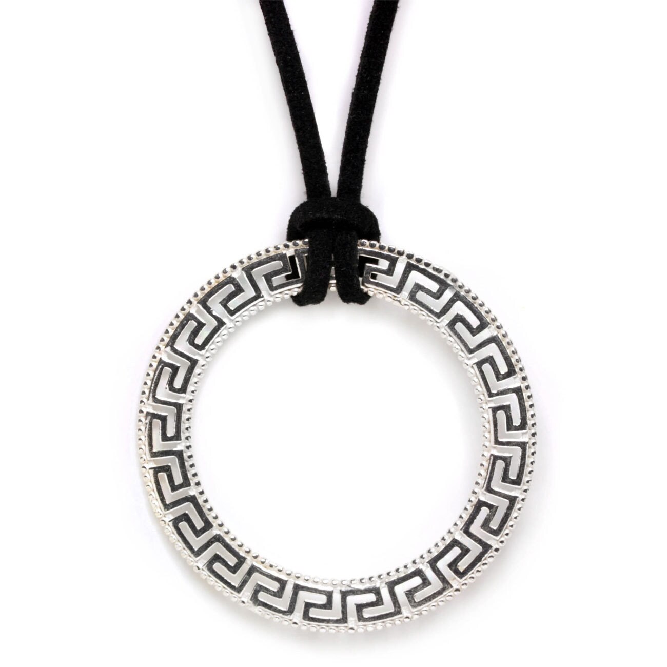 Meander Greek Key Necklace Sterling Silver Large Pendant Etsy