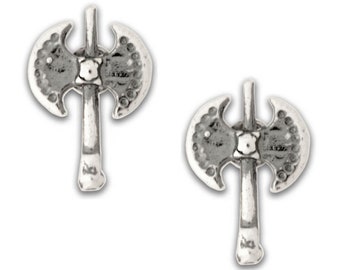 Minoan Labrys-Double Axe - Sterling Silver Earrings Post Earrings