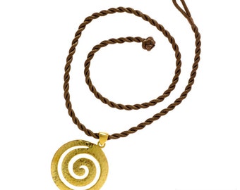 Large Spiral - Sterling Silver 24K/ Gold Plated Pendant with Choker