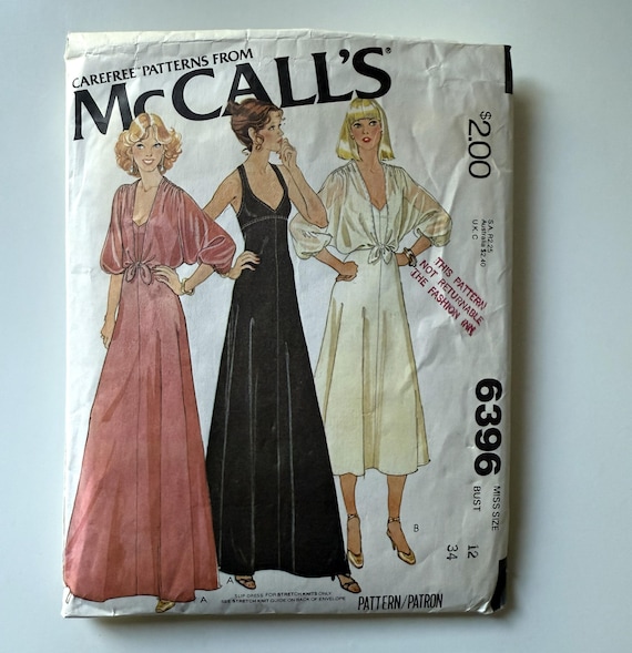 mccalls empire waist dress pattern 60s Boho Empire Waist Dress Mccalls Sewing Pattern 7101 Size 11 12