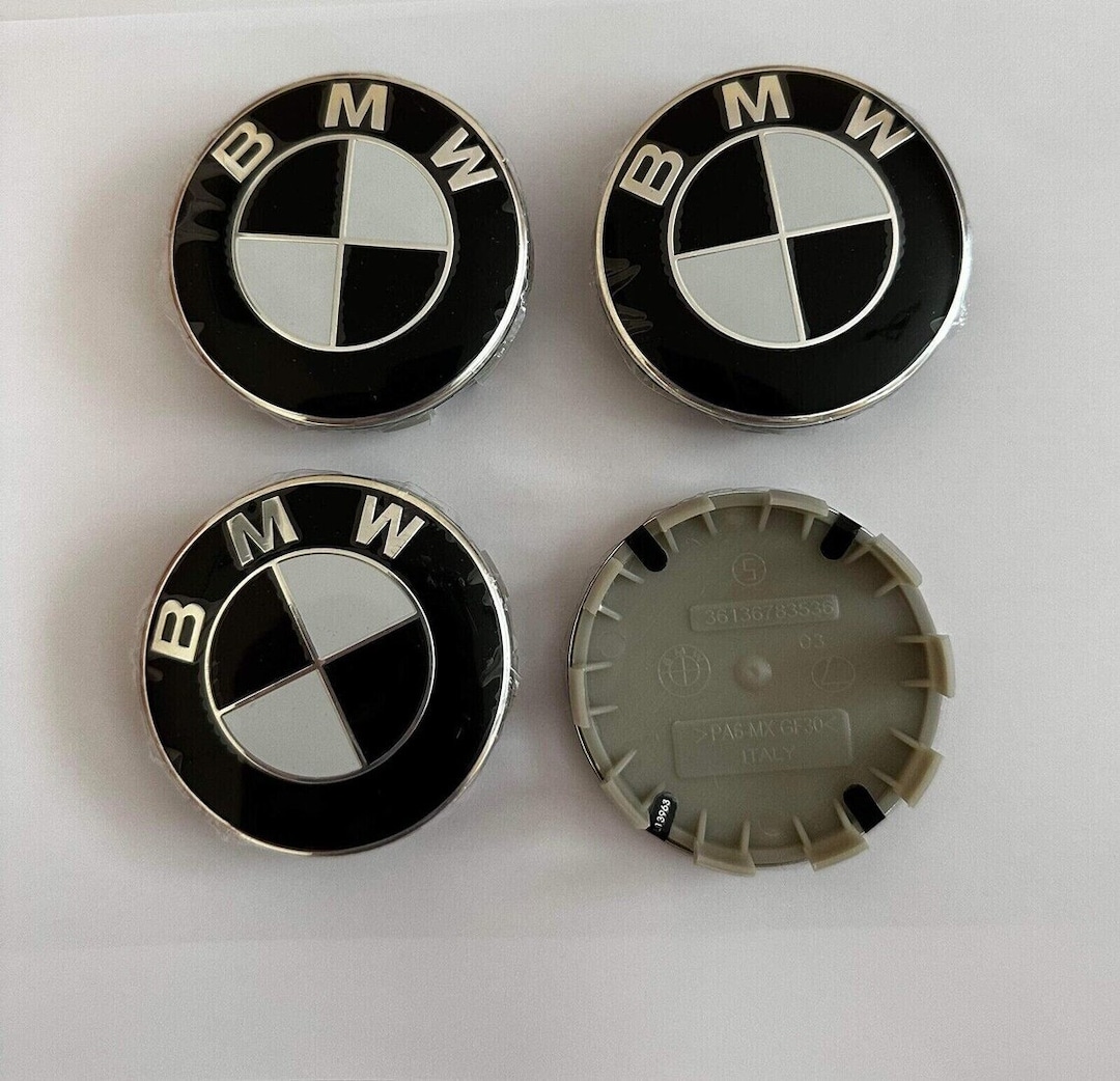 4 X BMW Wheel Centre Caps Black & White 68mm - Etsy