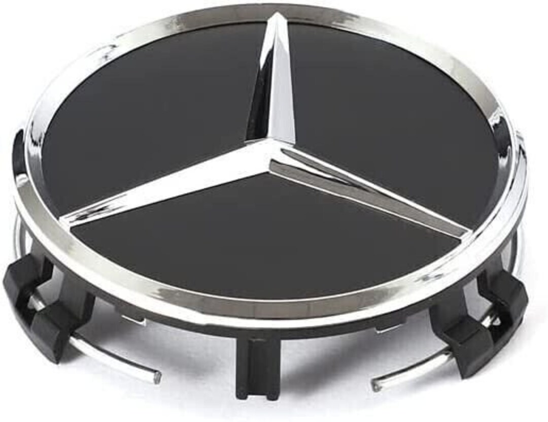 4x Mercedes Black Alloy Wheel Centre Hub Caps 75mm A B C E S M Class ML ...