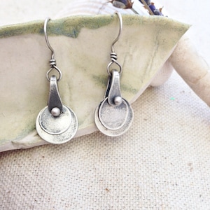 Oxidized Silver Earrings-Everyday Silver Earrings-Medium Silver Earrings-Rustic Silver Earrings-Organic Silver Earrings-Modern Earrings