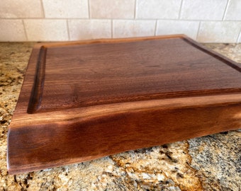 Walnut Cutting Board - Serving - Charcuterie - Black Walnut - Handcrafted Live Edge - Solid Wood Free US Shipping Lower 48 States