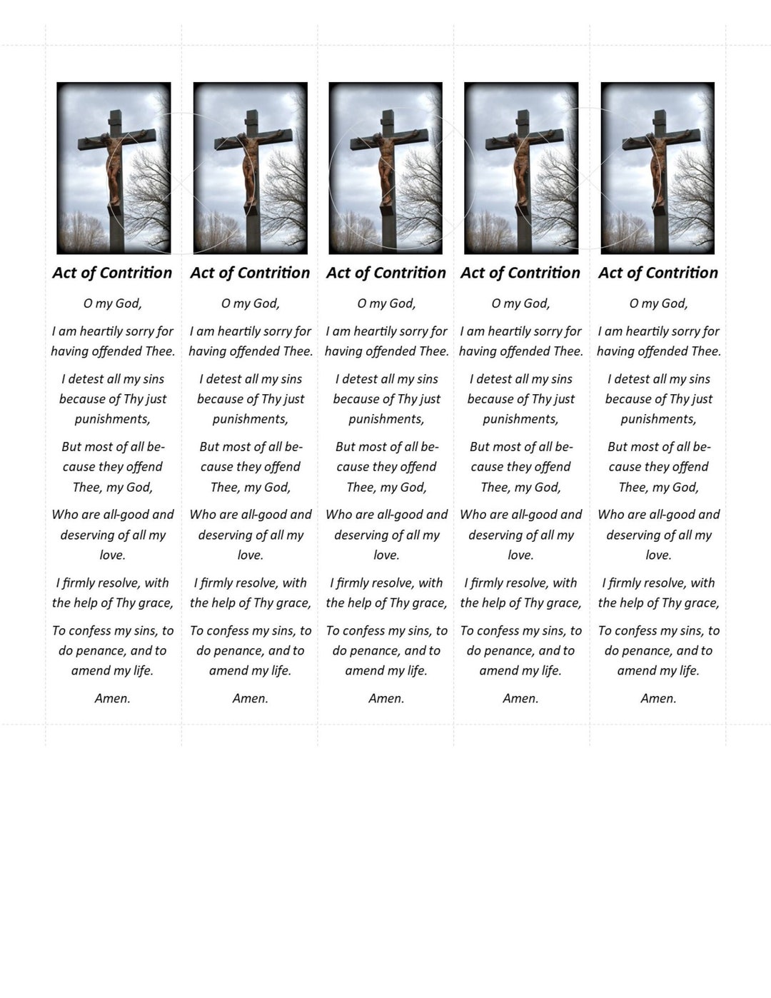 Act of Contrition Catholic Prayer Five Printable Bookmarks PDF Act of Contrition Catholic Prayer Five Printable Bookmarks PDF