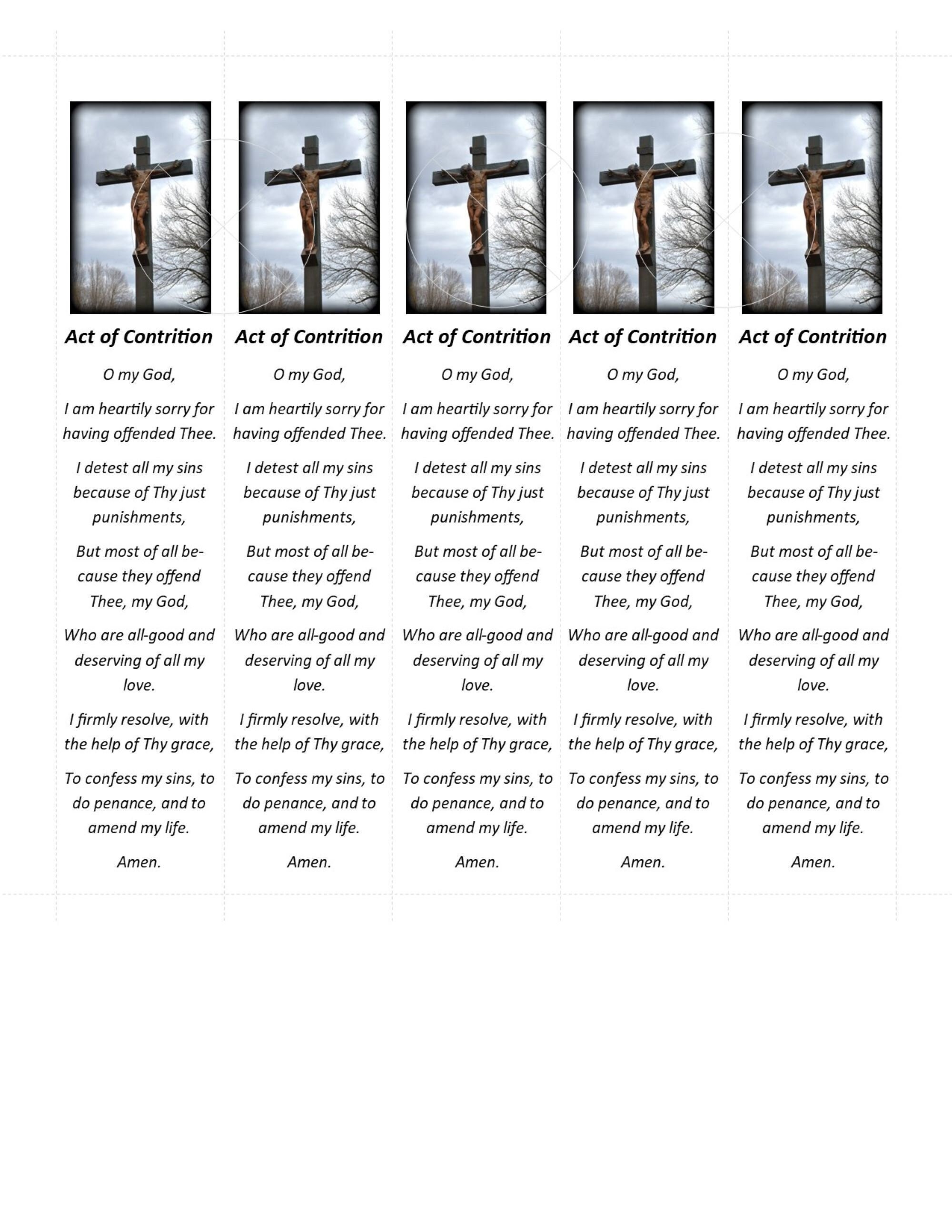 Act of Contrition Catholic Prayer Five Printable Bookmarks PDF Act of Contrition Catholic Prayer Five Printable Bookmarks PDF