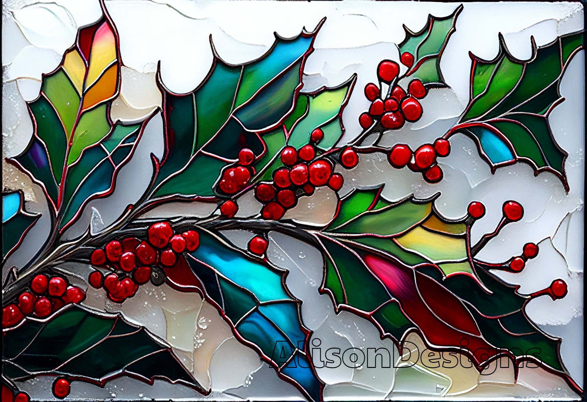 Holly Berries Printable Art Image PNG-JPG-PDF Instant - Etsy