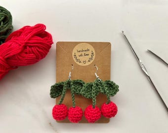 Crochet Cherry Earrings Pattern