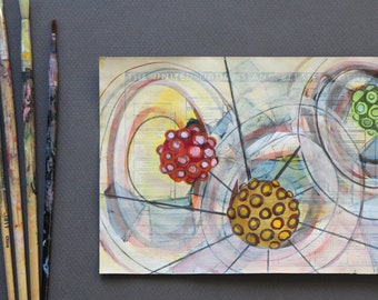 Science Art, Original Painting, Painting on Paper, Original Artwork, Abstract Wall Art, Original Gouache Painting, Book Art, Mixed Media