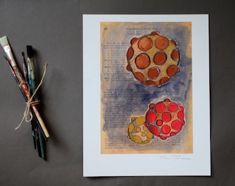 Contemporary Abstract Print, Geometric Print, Home Decor, Abstract Wall Art, Fine Art Giclee Print, Mixed Media Art Reproduction, Globes