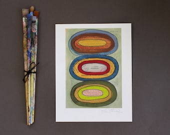 Geometric Print, Abstract Wall Art, Contemporary Abstract Print, Fine Art Giclee Print, Print, Mixed Media Art Reproduction, Stacked Circles