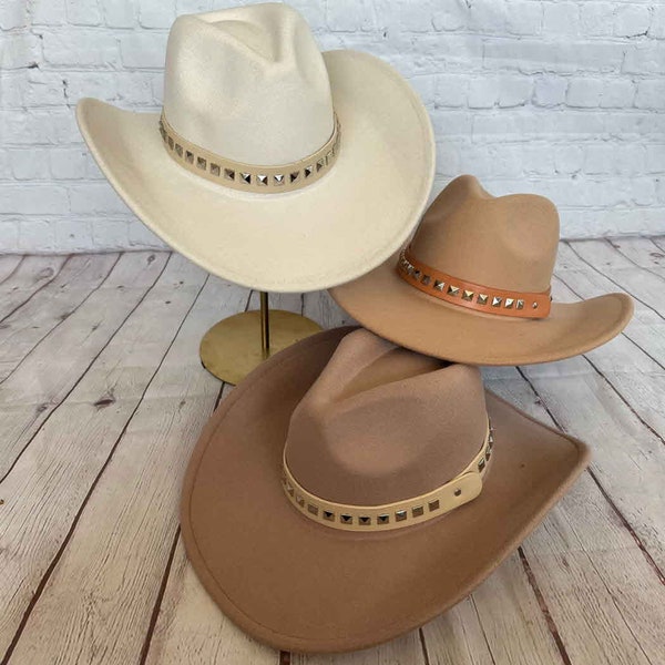 Premium Quality Vegan Cattlemen Cowboy Hat with Embellishments leather Belt ,  for men, fedora for women, stylish hat