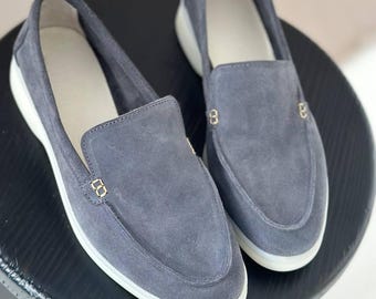 Gray Suede Loafers: Comfy Women's Slip-On Shoes