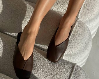 Handcrafted Chocolate Leather Mules: Stylish Women's Shoes