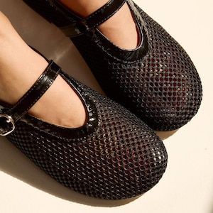 Mesh Ballet Flats | Mary Jane Shoes | Black Mesh Flats | Transparent Flats | Sheer Mesh Flats | Ballet Flats