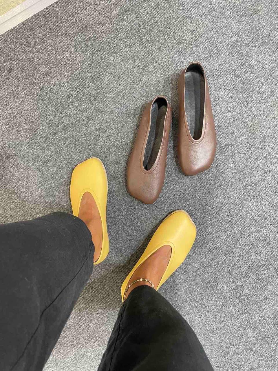 Handmade Leather Ballet Flats Anatomical Toe, Comfortable Brown Shoes