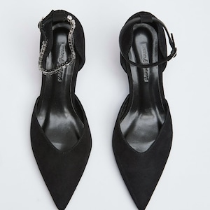 Classic Black Suede High Heel Pumps for Women | Chic Women's Suede Black High Heels | Elegant Black Heeled Pumps for Women