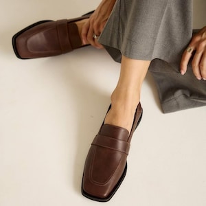 Brown Leather Loafers | Women Loafers | Womens Loafers | Vintage Loafers | Barefoot Sandals | Loafers | Leather Loafers | Merry Chrismas