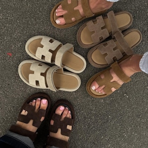 Beach sandals | flip-flops | women&#39;s sandals | trendy slides | summertime style | soft sandals | Suede Sandals for Women | Chic Summer Shoes