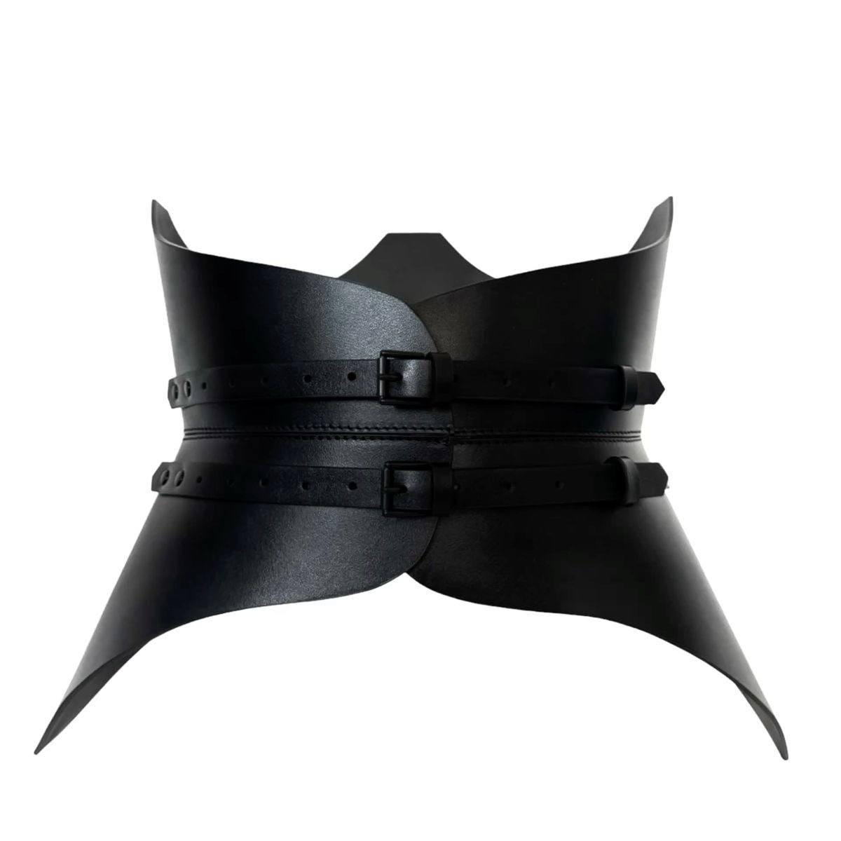 Black Leather Basque Belt | Handmade Leather Waist Corset | Statement Waist Belt | Sculptural Leather Peplum | Adjustable Fashion Accessory