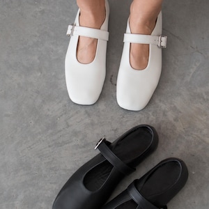 Mary Jane shoes | Women Mary Janes t-strap black leather shoes | flat t - strap mary jane shoes