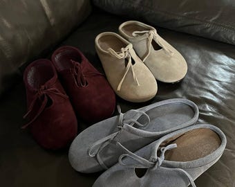 Handmade Suede Leather Clogs: Women's Chic Mules