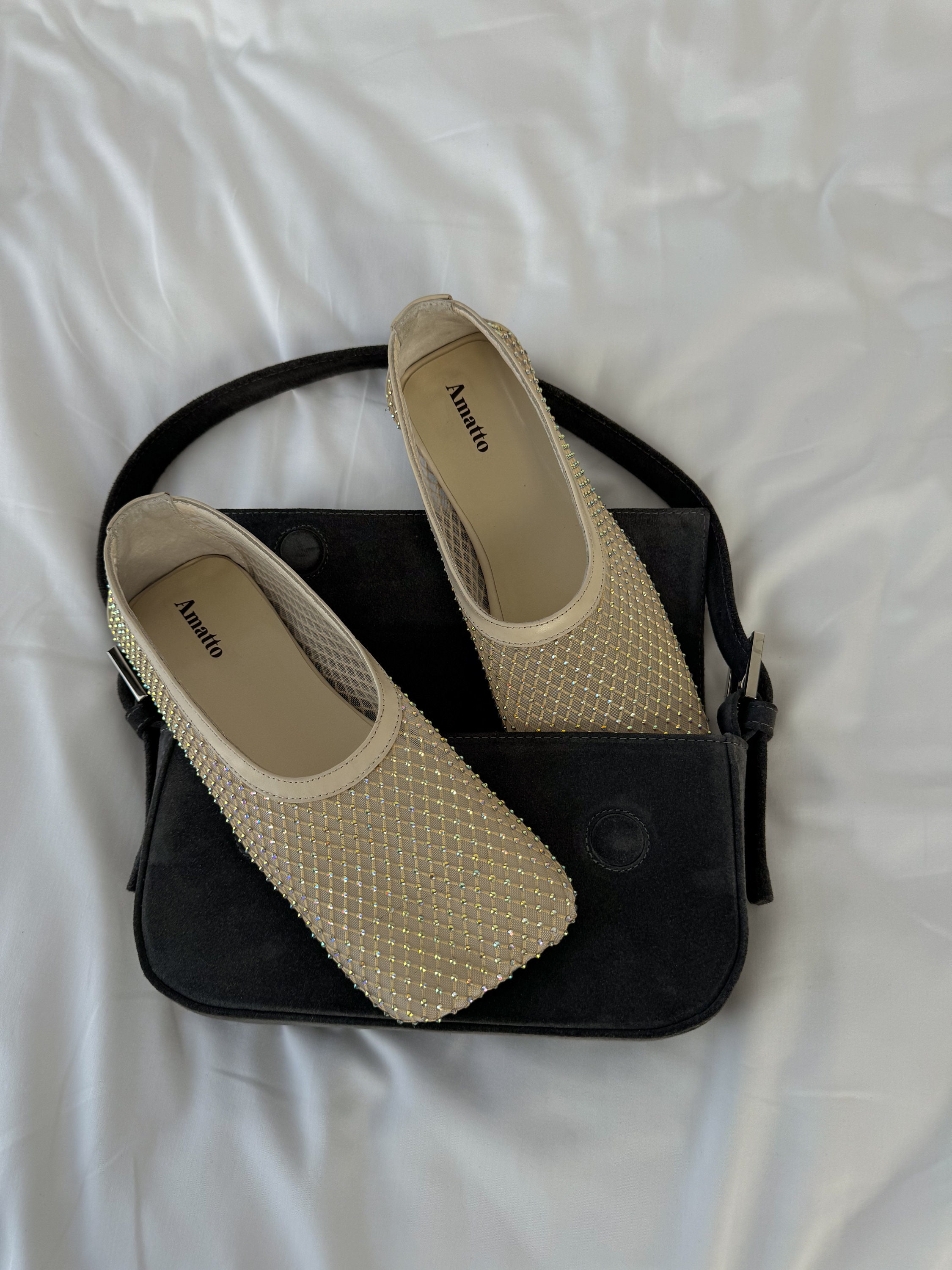 バレエシューズ BALLET FLATS MESH AND LEATHER セール】Mesh flat ballet shoes / メッシュフラットバレエ