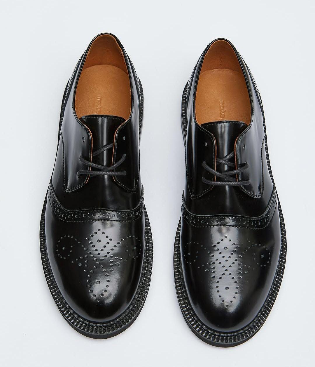 Handmade Women's Black Leather Brogues | Classic Oxford Shoes | Elegant Women's Leather Brogues in Black | Handcrafted Lace-up Shoes