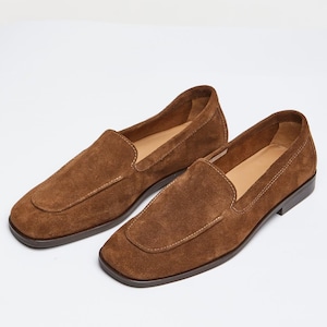 Handcrafted Women&#39;s Brown Suede Loafers | Women&#39;s Loafers in Brown Suede | Classic Brown Suede Loafers for Women | Comfortable Slip-On Shoes