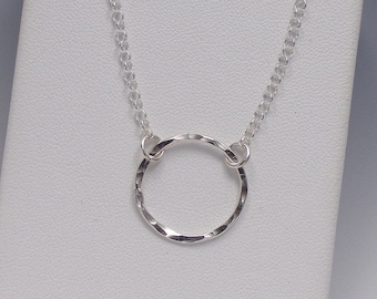 Sterling Silver Circle Necklace, Eternity Karma Circle Necklace