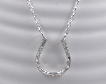 Silver Lucky Horseshoe Necklace, Horse Shoe Pendant