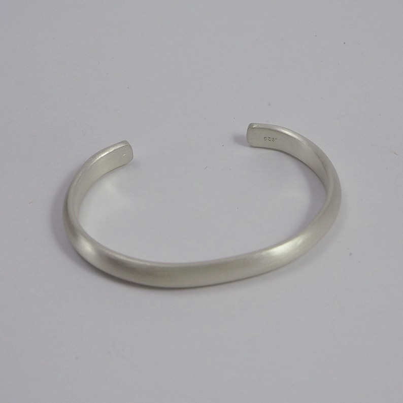 Silver Cuff Bracelet for Men Unisex Thick Oval Shape