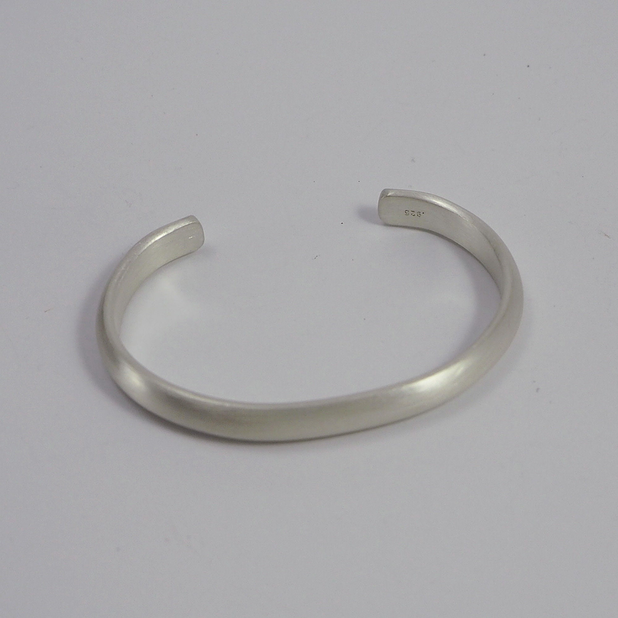 Silver Cuff Bracelet for Men Unisex Thick Oval Shape | Etsy