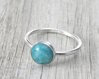 Amazonite Gemstone Ring, 8 mm Amazonite Round Gemstone