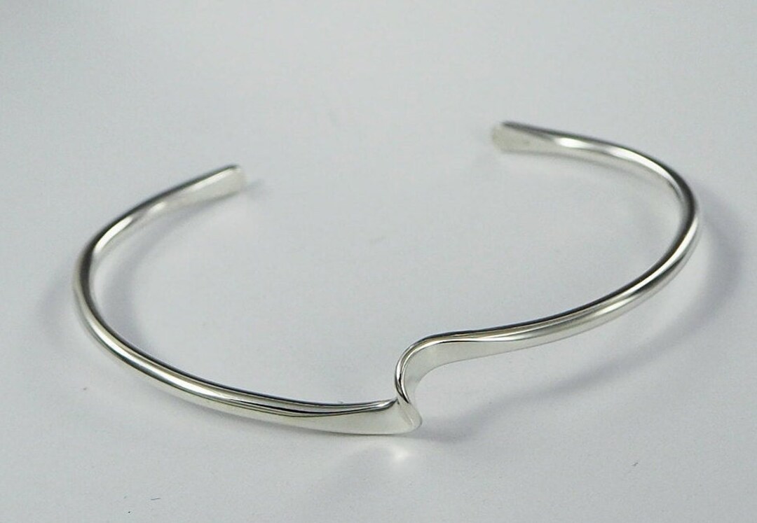 Silver Cuff Bracelet With a Hand Forged Wave Twist - Etsy