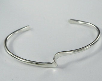 Silver Cuff Bracelet with a Hand Forged Wave Twist