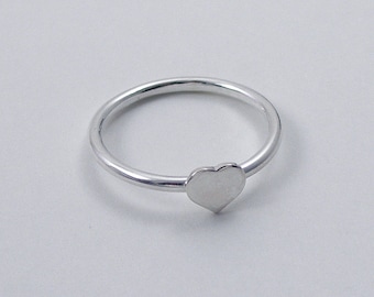 Silver Heart Ring, Sterling Silver Heart Stacking Ring