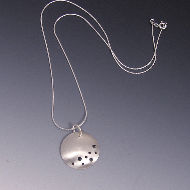 Circle Necklace With a Brushed Satin Finish Moon and Stars - Etsy