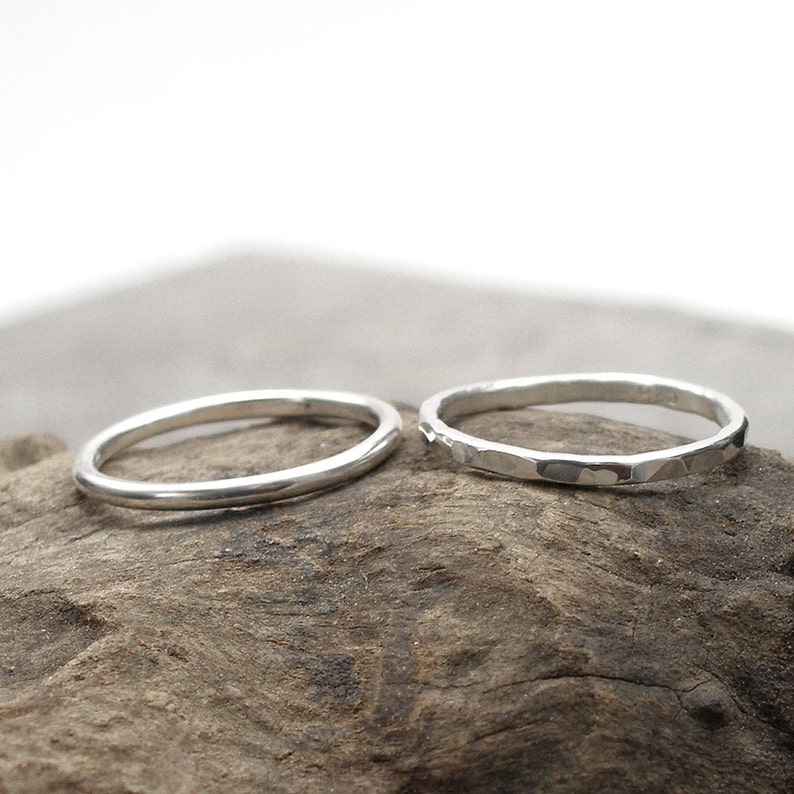 Silver Band Ring, Hammered Ring or Plain Ring. Made to Order image 4