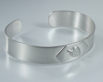Silver Cuff Bracelet with Leaf Charm