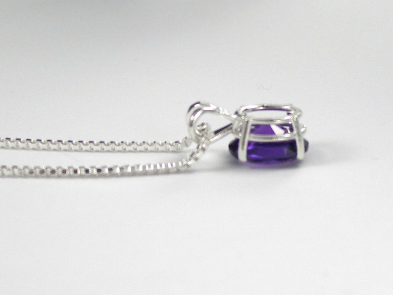 Lab Created February Birthstone 6th Wedding Anniversary Amethyst Necklace Sterling Silver Purple Amethyst Pendant Ready to Ship
