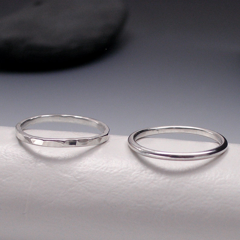 Silver Band Ring, Hammered Ring or Plain Ring. Made to Order image 3