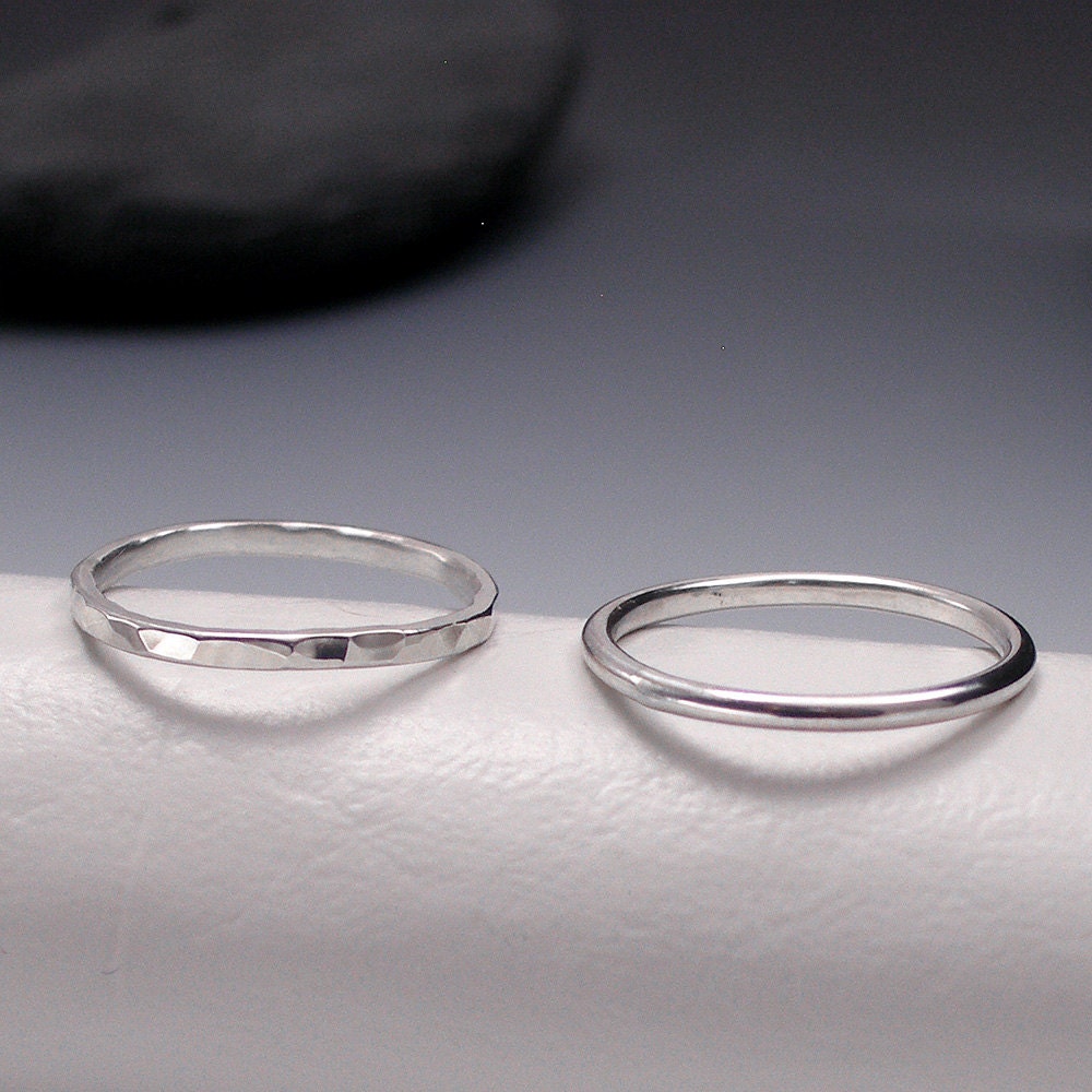 Silver Band Ring Hammered Ring or Plain Ring - Etsy