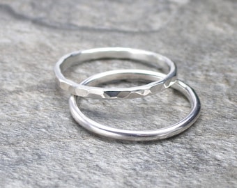 Silver Band Ring, Hammered Ring or Plain Ring.  Made to Order