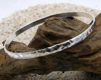 Silver Bangle Bracelet Hammered